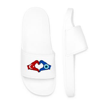 Turkey Nazar Flag Hands Heart Shape - Men’s Pool Sliders - white - Front
