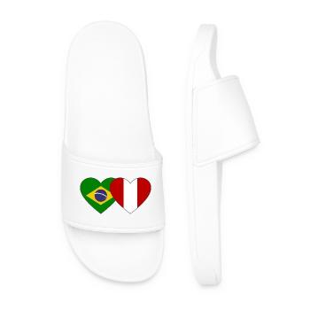 Brazil Peru Flag Hands Heart Shape Used - Men’s Pool Sliders - white - Front
