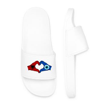 Albania Nazar Flag Hands Heart Shape - Men’s Pool Sliders - white - Front