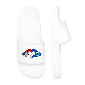Serbia Nazar Flag Hands Heart Shape - Men’s Pool Sliders - white - Front