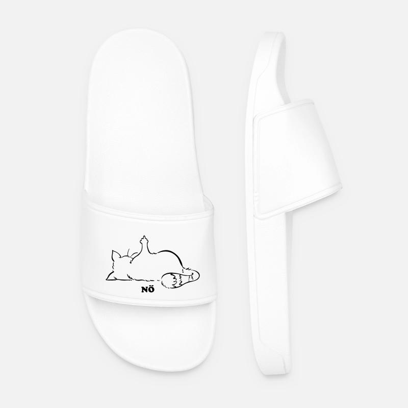 Katze Nö, Nein, No...Mittelfinger - Männer Badelatschen - Weiß