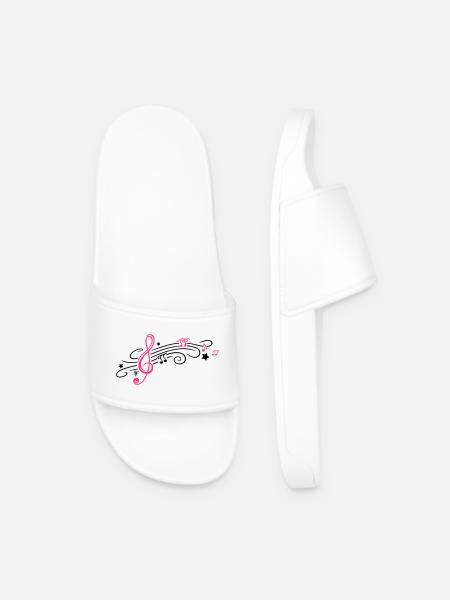 Music, clef with stars and music notes - Men’s Pool Sliders - white