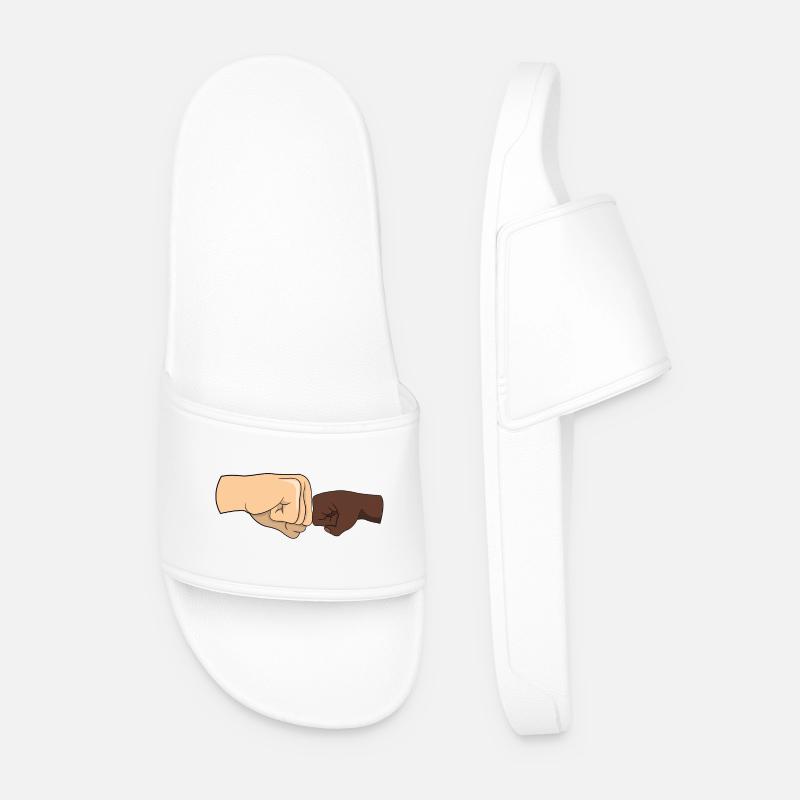 Fäuste in Freundschafts-Geste - Männer Badelatschen - Weiß