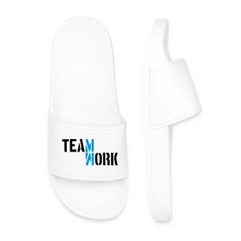 Blau Teamwork Schatten gespiegelt Logo Design Crew - Männer Badelatschen - Weiß - Vorne