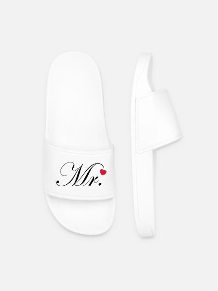 Mr Design Bräutigam Hochzeit Herz Geschenk Paar - Männer Badelatschen - Weiß