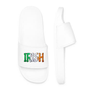 Irish Flag Letters Patchwork - Men’s Pool Sliders - white - Front
