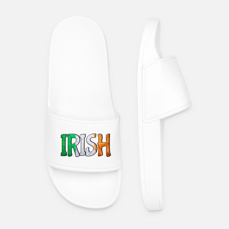Irish Flag Letters Patchwork - Men’s Pool Sliders - white