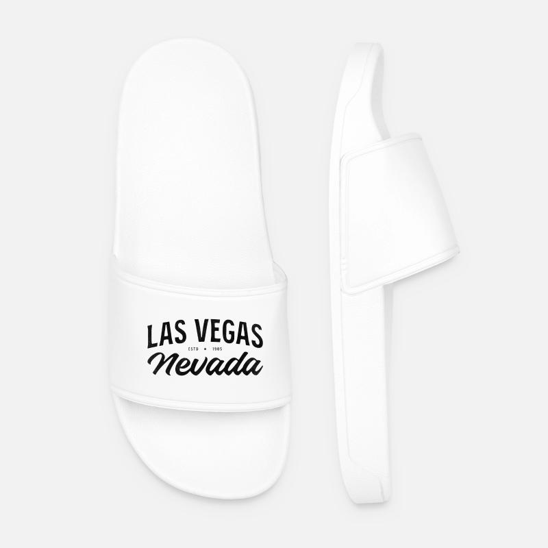 Las Vegas Nevada Estd 1985 Script - Men’s Pool Sliders - white