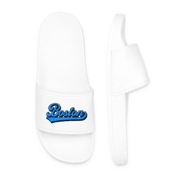Boston Blue Script Retro - Men’s Pool Sliders - white - Front