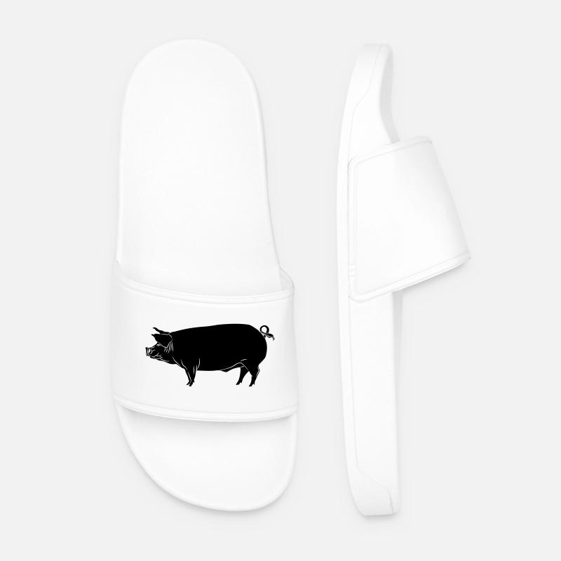 Pig shadow image logo - Men’s Pool Sliders - white