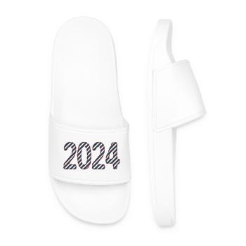 2024. NOËL. ANNEE. ANNIVERSAIRE. RETRAITE. FÊTE - Claquettes Homme - blanc - Devant