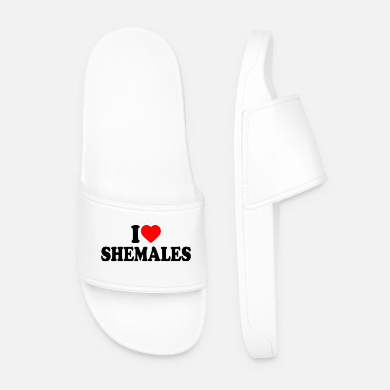 I love shemales - Men’s Pool Sliders - white