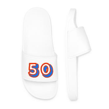 50. 50 YEARS. 50th ANNIVERSARY. 50TH ANNIVERSARY. - Men’s Pool Sliders - white - Front