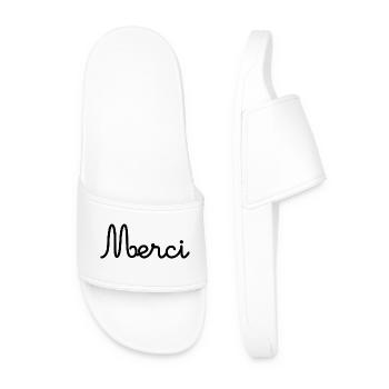 MERCI. THANKS. THANK YOU. ANNIVERSAIRE. NAISSANCE. - Claquettes Homme - blanc - Devant