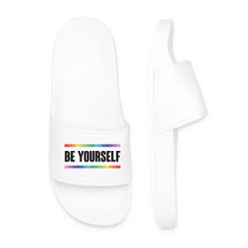LGBTQ Pride Month - Be Yourself - Men’s Pool Sliders - white - Front