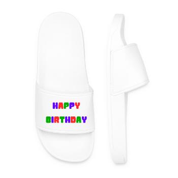 HAPPY BIRTHDAY. HAPPY BIRTHDAY. ANNIVERSARY. - Men’s Pool Sliders - white - Front