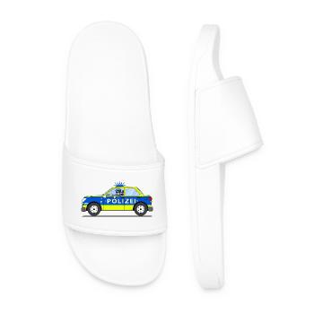 Police car with policeman blue and yellow - Men’s Pool Sliders - white - Front