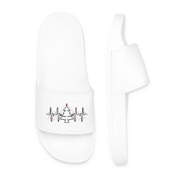 Battement de coeur de Noël ECG étoiles Sapin de Noël - Claquettes Homme - blanc - Devant