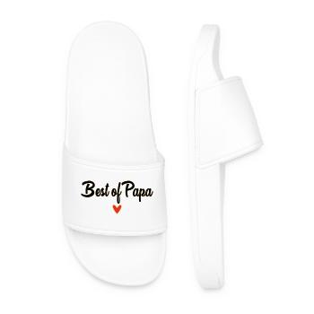 DAD. FATHER'S DAY. HAPPY FATHER'S DAY. HAPPY BIRTHDAY. - Men’s Pool Sliders - white - Front