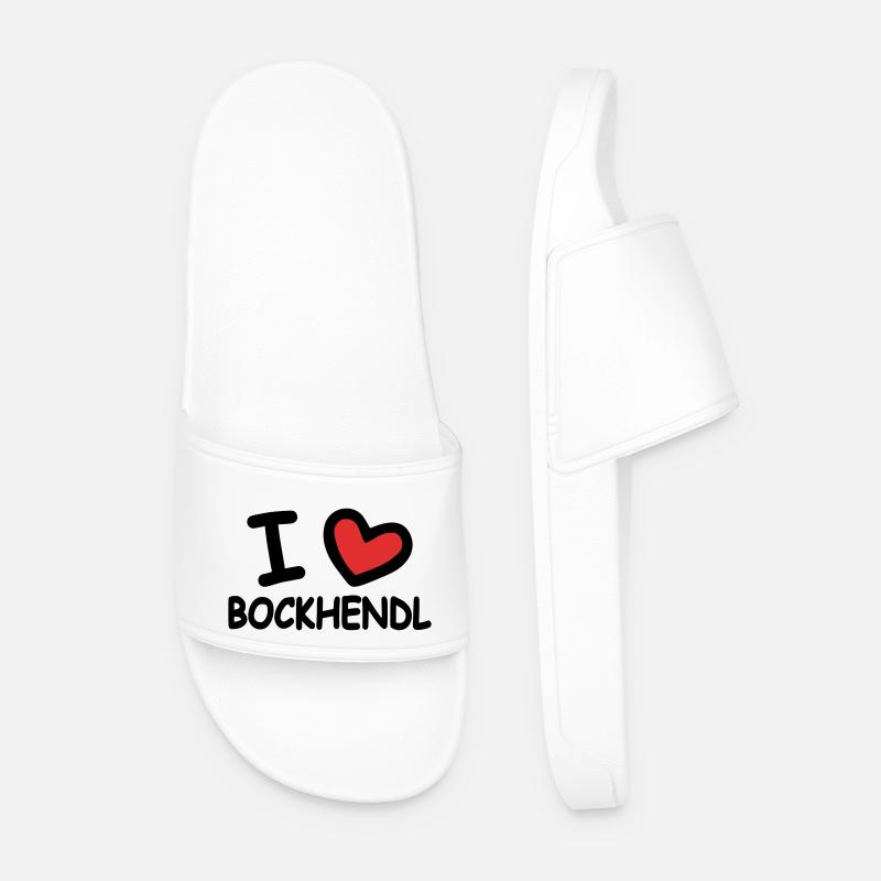 I Love Bockhendl Backhendl - Men’s Pool Sliders - white