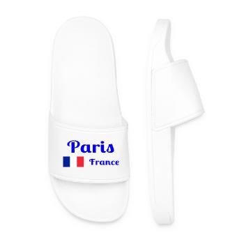 Paris France- Stylish prints - Men’s Pool Sliders - white - Front