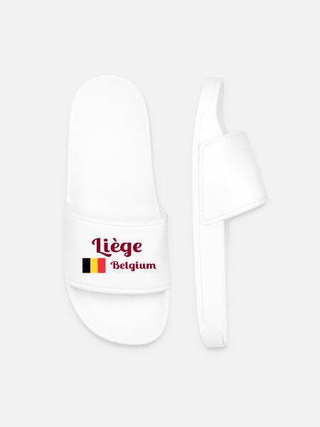 Liège Belgium- Stylish prints - Men’s Pool Sliders - white