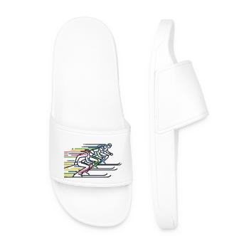 Ski Ski Winter Sports Colorful - Men’s Pool Sliders - white - Front