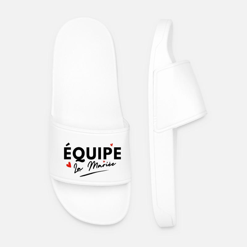 Bride Team Hearts - Bride Gift - Men’s Pool Sliders - white