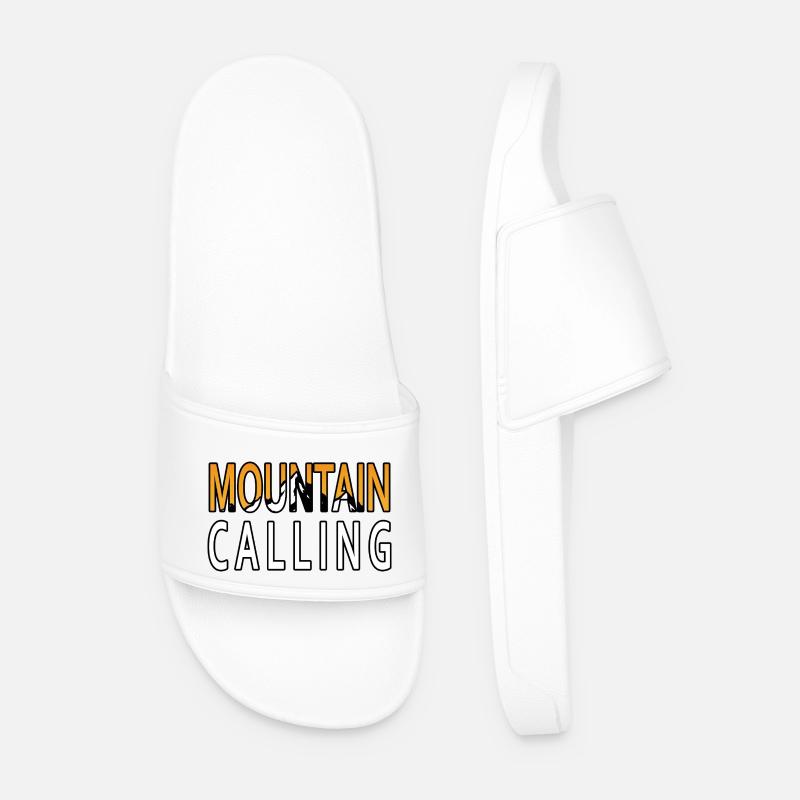 Adventure Awaits - Mountain Calling. - Men’s Pool Sliders - white