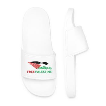 Free Palestine - Men’s Pool Sliders - white - Front