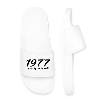 1977 Born - 48th Birthday 1977 Legend 1977 - Men’s Pool Sliders - white - Front