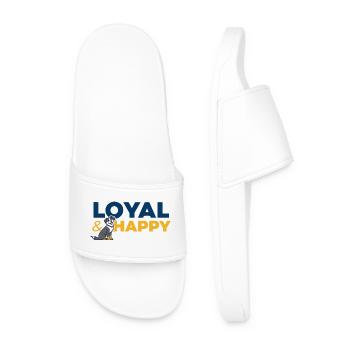 Chien fidèle et heureux logo cartoon - Claquettes Homme - blanc - Devant