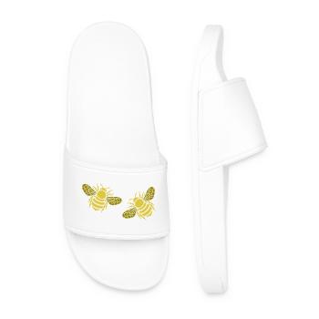 Deux abeilles dorées - Claquettes Homme - blanc - Devant