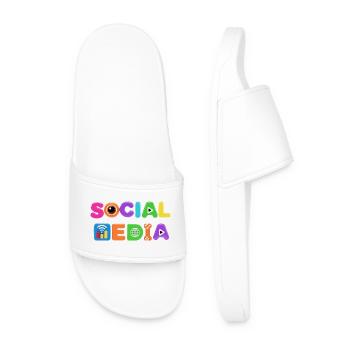 Colorful Social Media Pop Art - Men’s Pool Sliders - white - Front