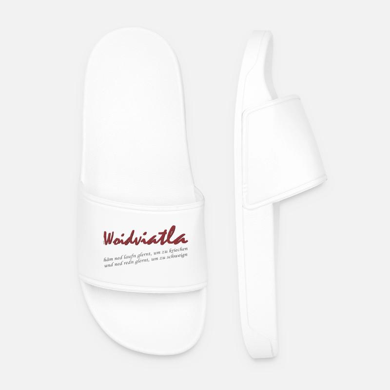 Woidviatla Script Logo - Men’s Pool Sliders - white