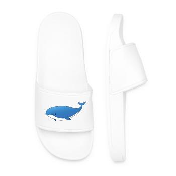 Blue Whale Cartoon - Men’s Pool Sliders - white - Front