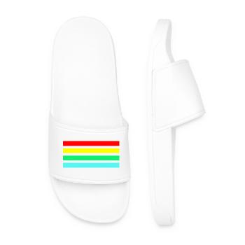 Retro neon arc stripe composition - Men’s Pool Sliders - white - Front