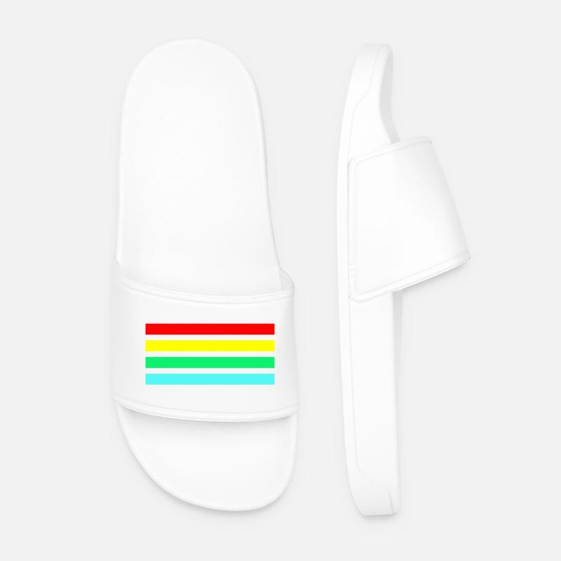 Retro neon arc stripe composition - Men’s Pool Sliders - white