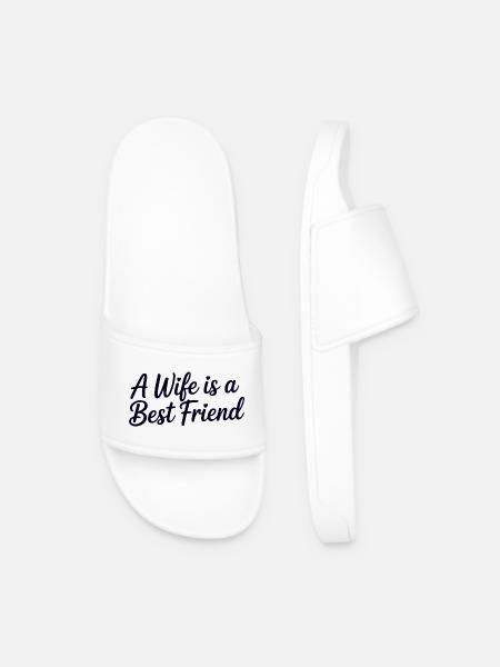 Wife Is a Best Friend - Men’s Pool Sliders - white