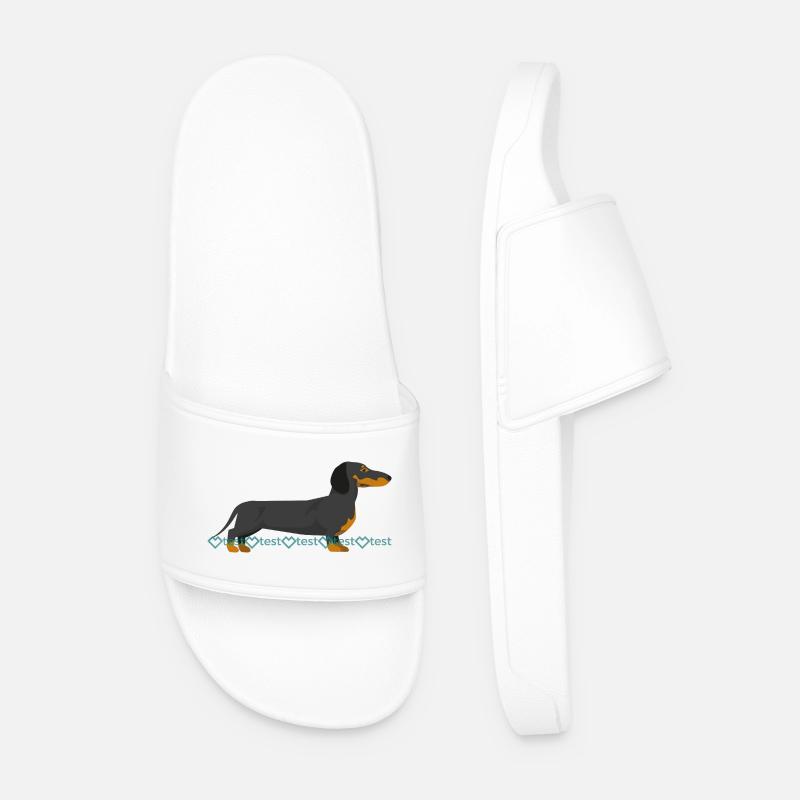 Dachshund silhouette with watermark pattern - Men’s Pool Sliders - white