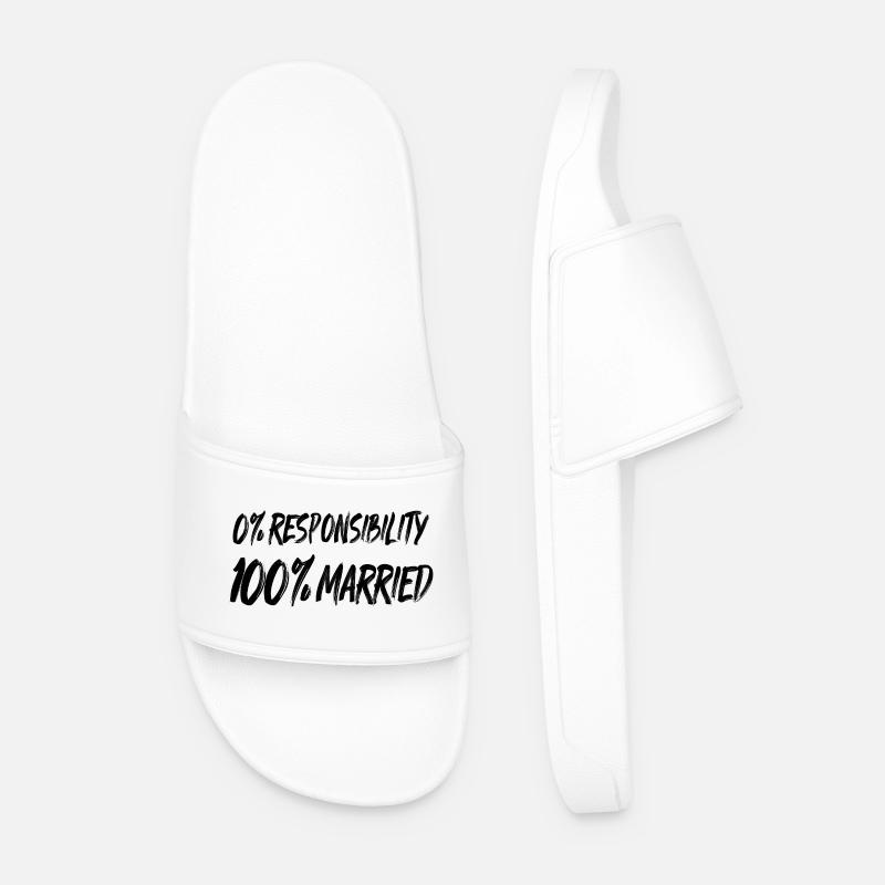 0% Responsibility, 100% Married - Men’s Pool Sliders - white