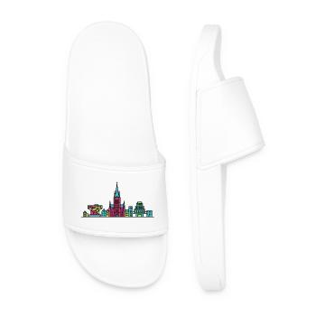 Antwerpener Stadtskyline-Kathedrale Moderne Linienkunst - Männer Badelatschen - Weiß - Vorne