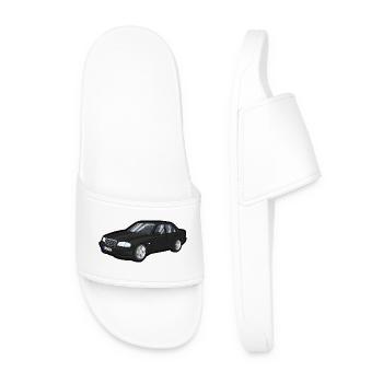 Black Luxury Car Cartoon - Men’s Pool Sliders - white - Front