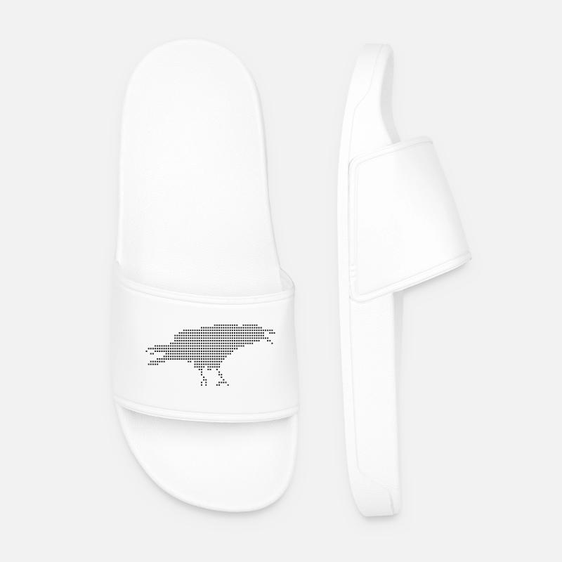 Raven Pixel Dot Silhouette - Men’s Pool Sliders - white