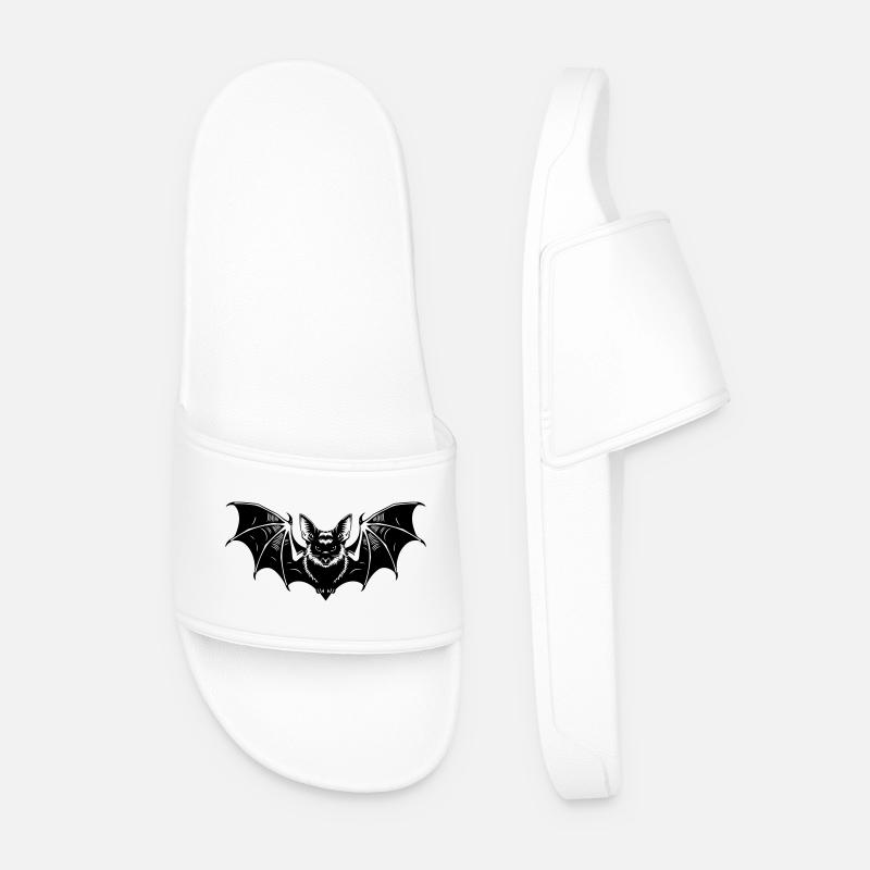 Bat Gothic Illustration - Men’s Pool Sliders - white