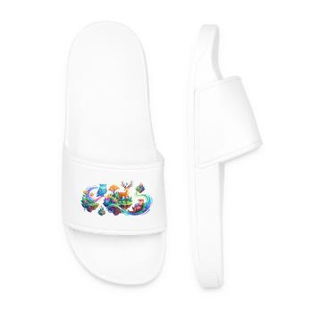 Fantasy Forest Animal Dream Fantasy Forest Animals Motif - Men’s Pool Sliders - white - Front
