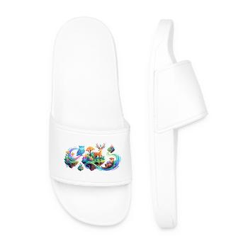 Magical Animals Enchanted Forest Cool Kids Forest Motif - Men’s Pool Sliders - white - Front