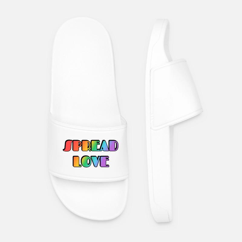 Spread Love Rainbow Typography - Men’s Pool Sliders - white