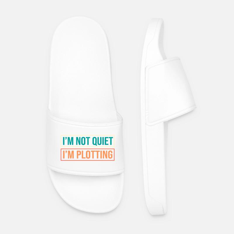 Anxiety Anxious Scaredy Introvert - Men’s Pool Sliders - white
