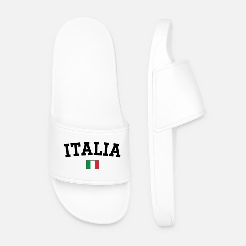 Italy Flag Design Black - Men’s Pool Sliders - white